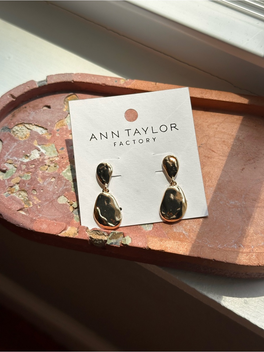 NEW Ann Taylor Factory Gold Irregular Drop Trendy Fashion Minimalist Earrings